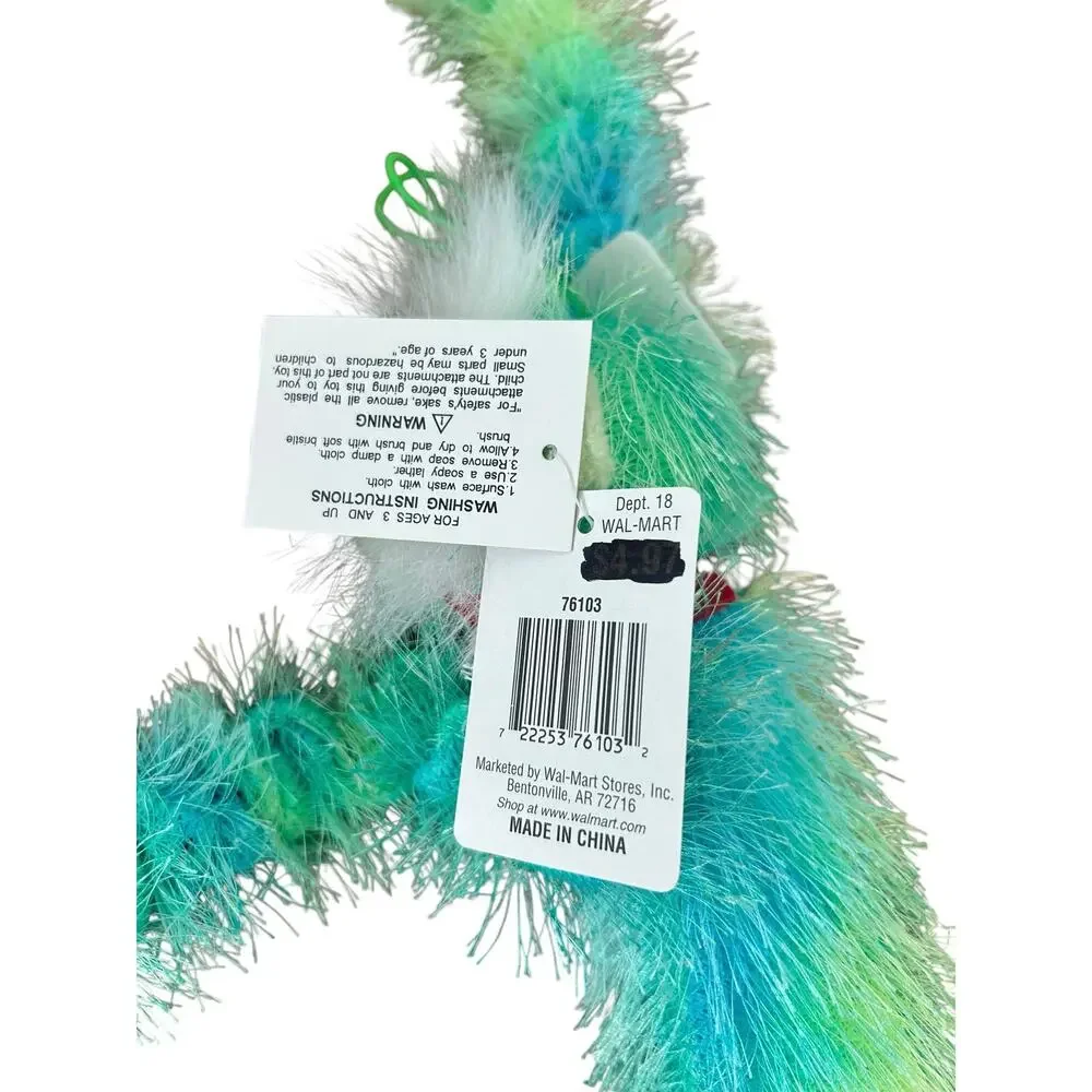Vintage Walmart Hook-and-Loop Hanging Monkey Plush – Blue/Green Tie-Dye via 20”
